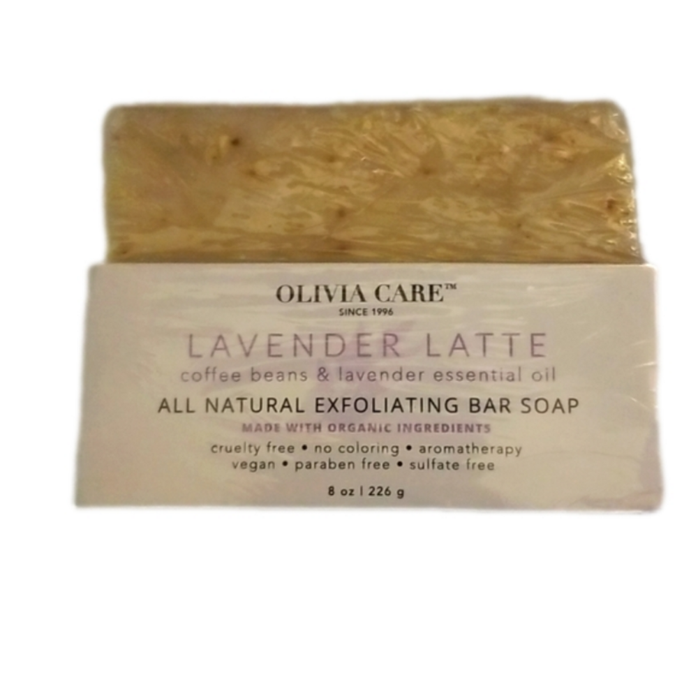 Olivia Care Lavender Latte Coffe Beans & Lavender Exfoliating Bar Soap